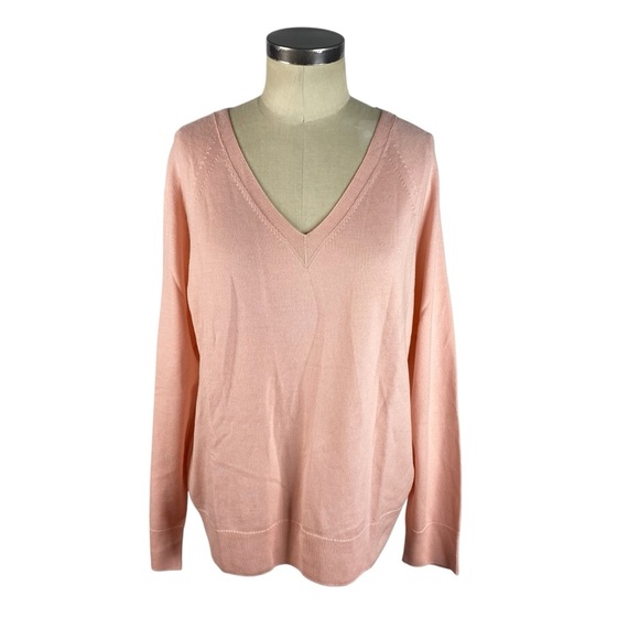 NEW Banana Republic Seamless Merino Wool V Neck Sweater XL Blush Pink 671981 - Picture 2 of 12